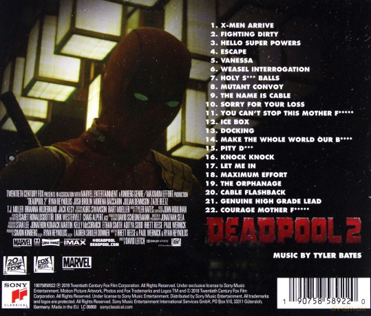 Deadpool 2 soundtrack (Tyler Bates) [CD]
