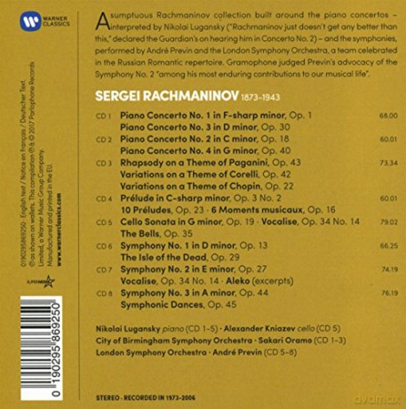 Nicolai Lugansky: Rachmaninov: The Four Piano Concertos, Piano Works, Three Symphonies And Orchestral Works [8CD]