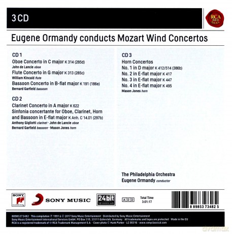 Eugene Ormandy: Eugene Ormandy Conducts Mozart Wind Concertos [3CD]