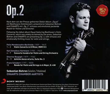 Sebastian Bohren: Op. 2 - Hartmann, Mendelssohn, Respighi, Schubert [CD]