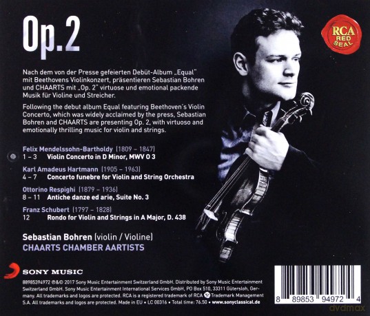 Sebastian Bohren: Op. 2 - Hartmann, Mendelssohn, Respighi, Schubert [CD]