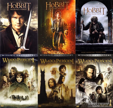 Hobbit: Niezwykła podróż / Pustkowie Smauga / Bitwa Pięciu Armii / Władca Pierścieni Drużyna Pierścienia / Dwie Wieże / Powrót Króla [BOX] [9DVD]