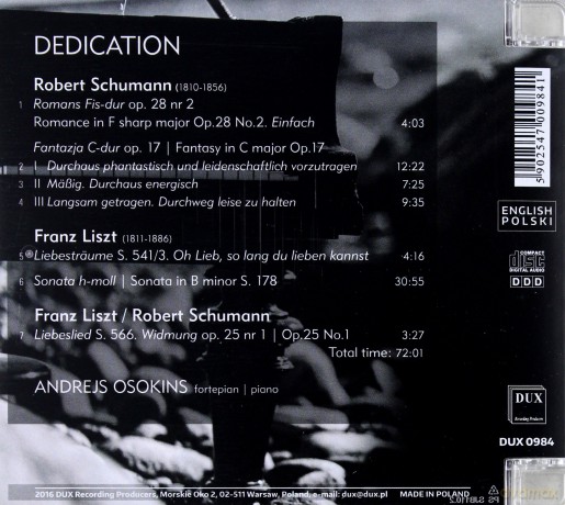 Andrejs Osokins: Dedication [CD]