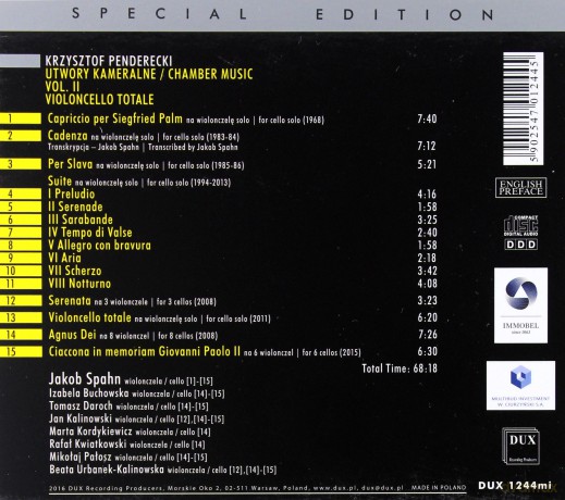 Krzysztof Penderecki Utwory Kameralne vol. II Violoncello Totale [CD]