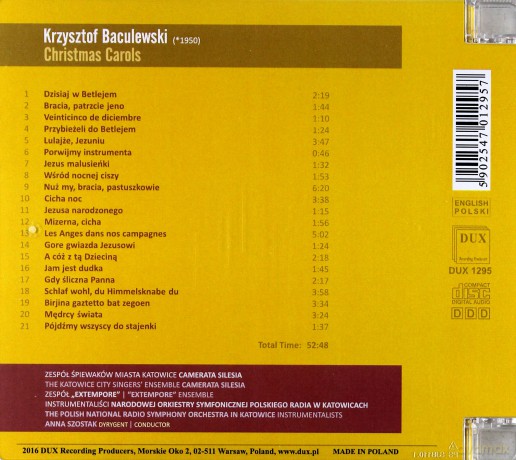 Krzysztof Baculewski Christmas Carols [CD]