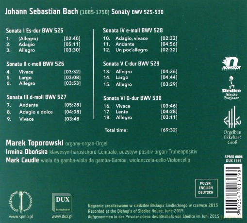 Johann Sebastian Bach Sonaty BWV 525-530 [CD]