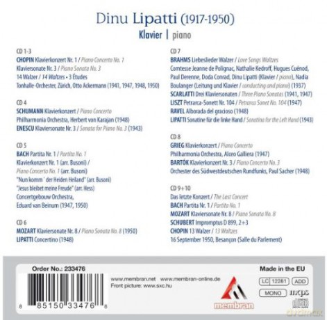 Dinu Lipatti: Dinu Lipatti - Pianist von göttlicher Sp [10CD]