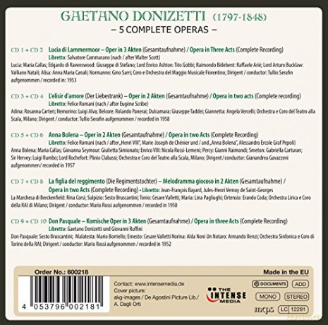 Callas Di Stefano Valletti Noni Serafin Gavazzeni: Donizettiinal Albums [10CD]