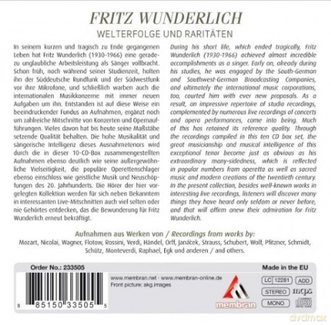 Fritz Wunderlich: Fritz Wunderlich - Welterfolge und Rarit [10CD]