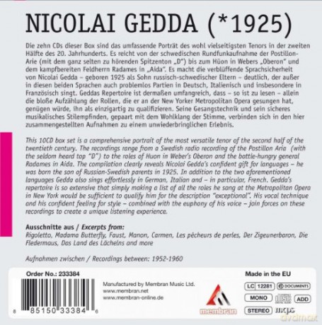 Nicolai Gedda: Gedda - Gesangskunst in Volle [10CD]