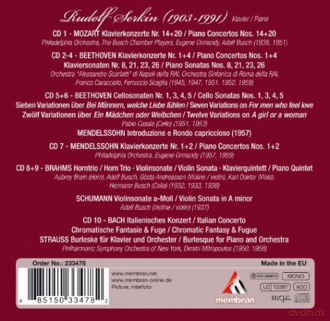 Rudolf Serkin: Rudolf Serkin - Tiefsinn und Leidenschaf [10CD]