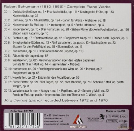 Jörg Demus: Schumann: Das Klavierwerk [13CD]