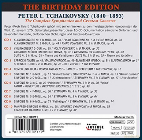 Tchaikovsky: Tchaikovsky: The Birthday Edition [10CD]
