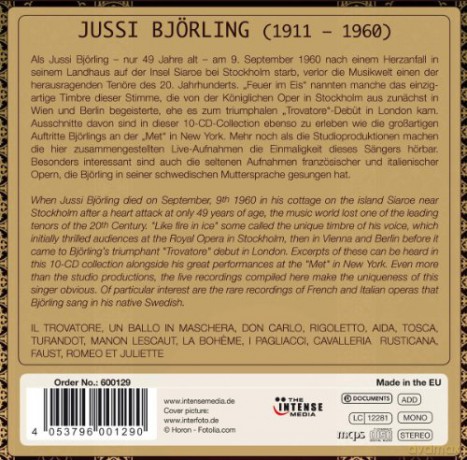 Jussi Björling: The Magnificent Jussi Björling - Live on [10CD]