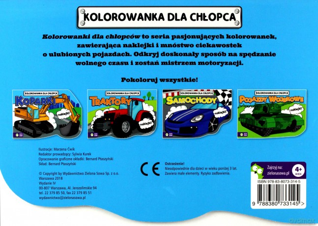 Kolorowanki dla chłopców. Traktory [KSIĄŻKA]