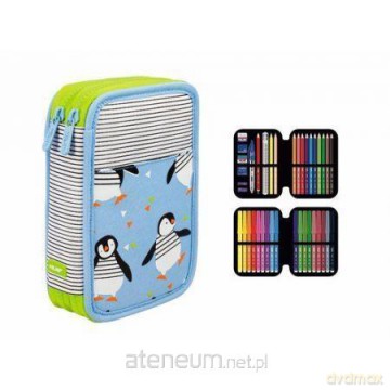 Piórnik 2 poziomowy z wyprawką Penguins
