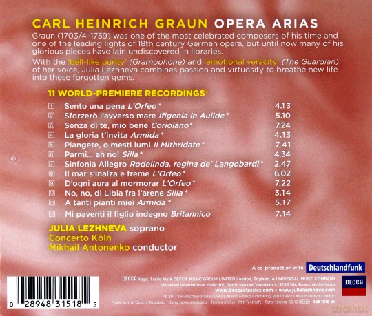 Julia Lezhneva: Carl Heinrich Graun Opera Arias [CD]