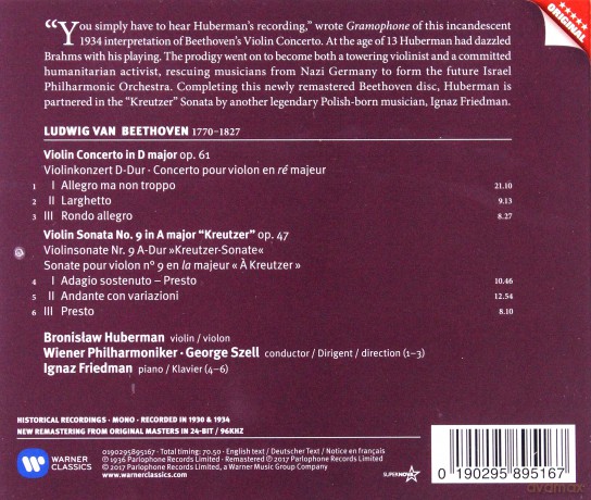 Bronislaw Hubner: Beethoven: Violin Concerto [CD]