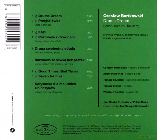 Czesław Bartkowski: Drums Dream (Polish Jazz) [CD]