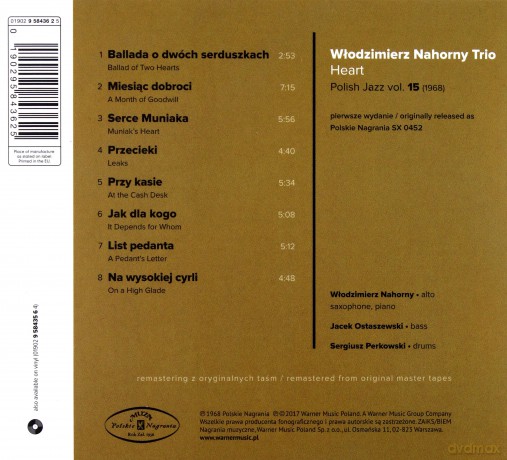 Włodzimierz Nahorny Trio: Heart (Polish Jazz) [CD]