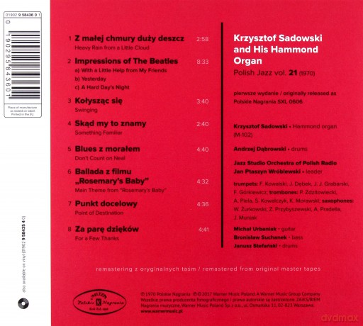 Krzysztof Sadowski And His Hammond Organ: Krzysztof Sadowski And His Hammond Organ (Polish Jazz) [CD]