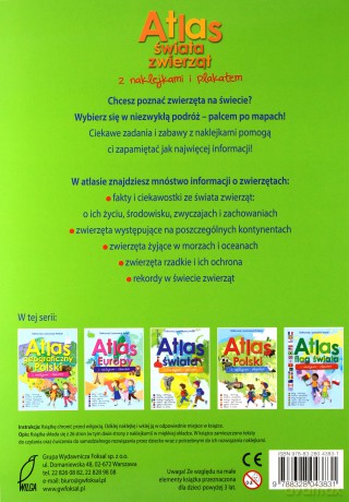 Atlas zwierząt świata z naklejkami i plakatem [KSIĄŻKA]