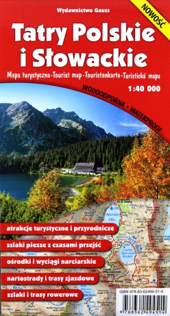 Mapa Tatry Polskie i Słowackie foliowana