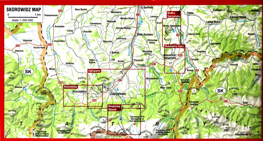 Mapa Zakopane Bukowina Tatrzańska Białka Tatrzańska i Kościelisko foliowana