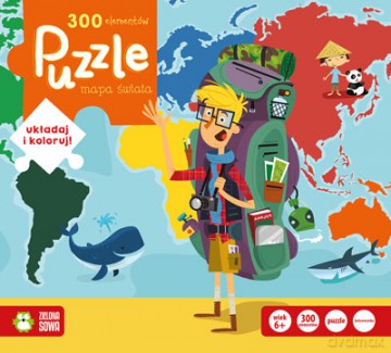 ZIELONA SOWA 300 el. Mapa świata [PUZZLE]