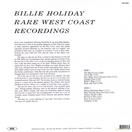 Billie Holiday: Rare West Coast Recordings [Winyl]