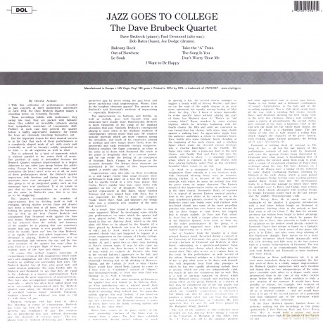 Dave Brubeck Quartet: Jazz Goes To College [Winyl]