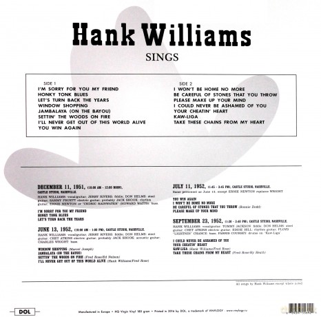 Hank Williams: Sings [Winyl]