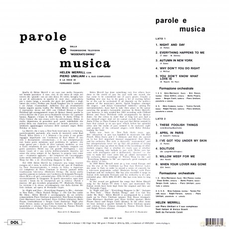 Helen Merrill: Parole E Musica [Winyl]