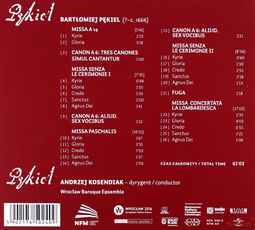 Andrzej Kosendiak: Bartłomiej Pękiel II [CD]