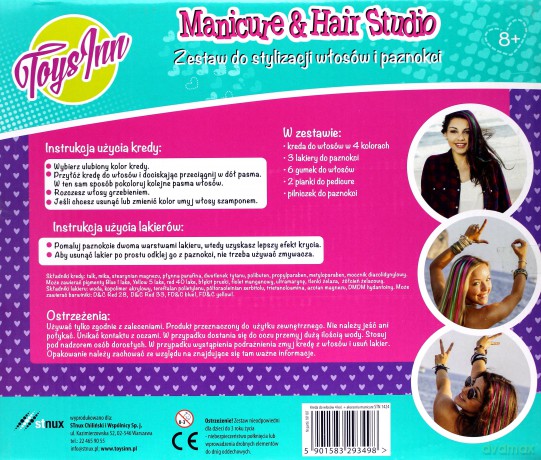 Kreda do włosów w sztyfcie 4 kolory + manicure