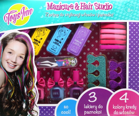 Kreda do włosów w sztyfcie 4 kolory + manicure