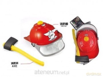 Zestaw strażaka kask i siekiera