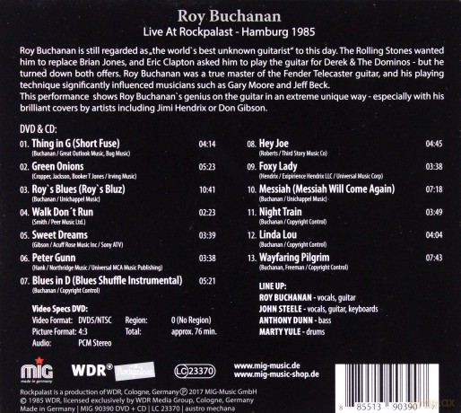 Roy Buchanan: Live At Rockpalast (digipack) [DVD]+[CD]
