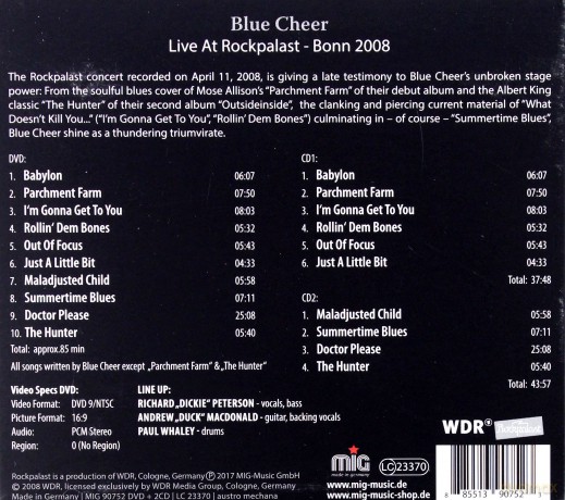 Blue Cheer: Live at Rockpalast Bonn 2008 [2CD]+[DVD]