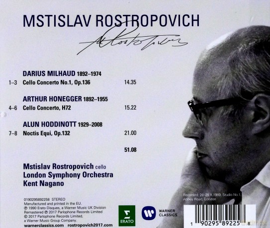 Mstislav Rostropovich & London Symphony Orchestra & Kent Nagano: Milhaud & Honneger: Cello Concertos [CD]