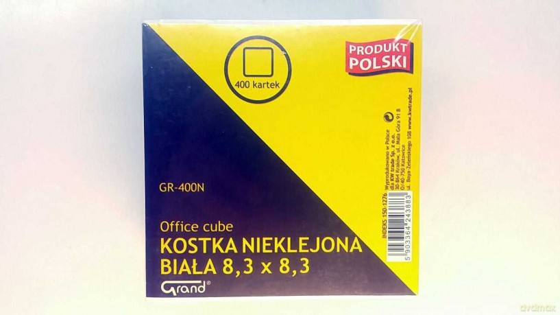 Kostka biała nieklejona 8,3x8,3 400 kartek