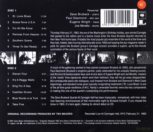 The Dave Brubeck Quartet: At Carnegie Hall [2CD]
