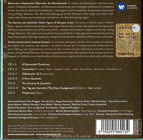 Nikolaus Harnoncourt & Frans Bruggen & Emmanuel Pahud & Maurice Andre & Han De Vries: Telemann: The Collection [13CD]