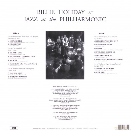 Billie Holliday: Jazz At The Philharmonic [Winyl]