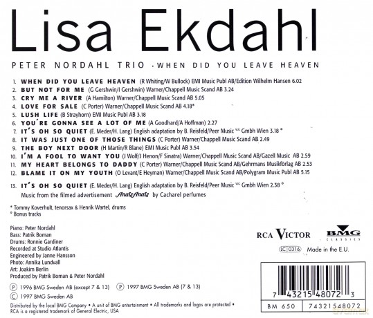 Lisa Ekdahl: When Did You Leave Heaven + 2 Tracks Digipack [CD]