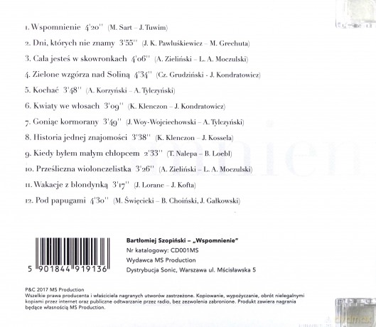 Bartłomiej Szopiński: Wspomnienie [CD]