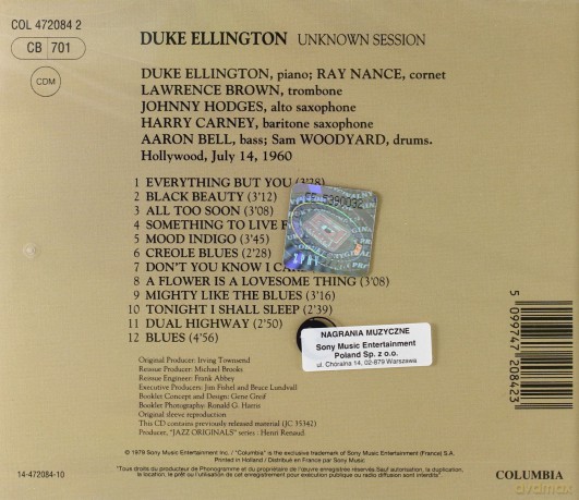 Duke Ellington: Unknown Session [CD]