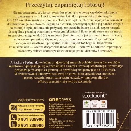 140 sekretów Mistrza Sprzedaży - Arkadiusz Bednarski [KSIĄŻKA]
