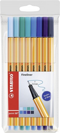 Cienkopis Point 88 odcienie niebieskiego 8 szt etui