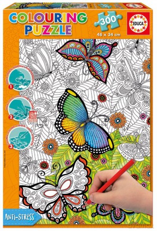 EDUCA 300 el. Motyle Puzzle do kolorowania [PUZZLE]